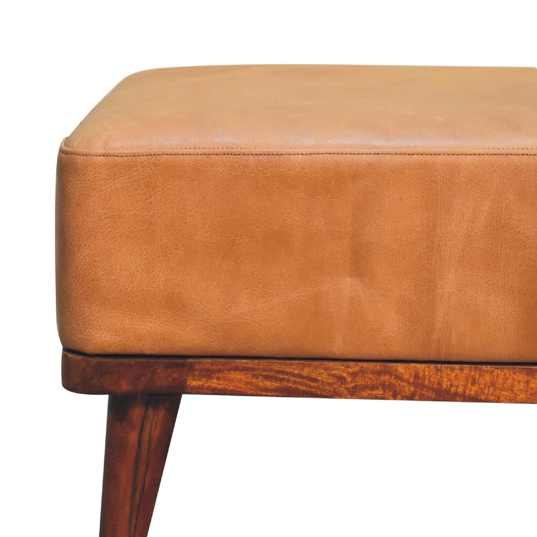 Tan Buffalo Leather Tan Footstool Photo 4