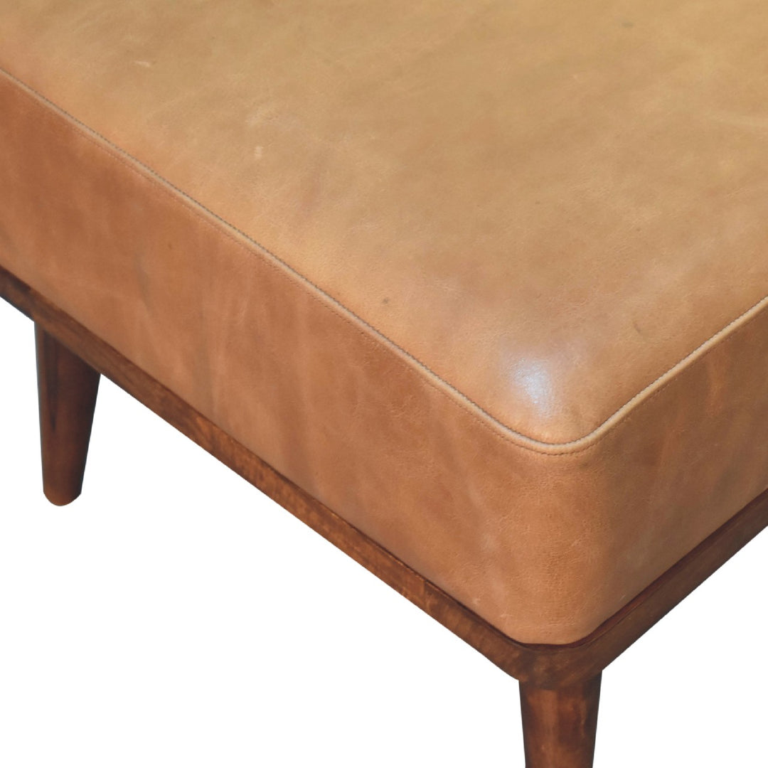 Tan Buffalo Leather Tan Footstool Photo 5