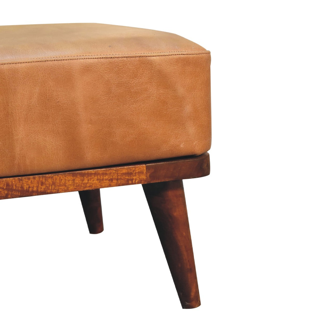 Tan Buffalo Leather Tan Footstool Photo 6