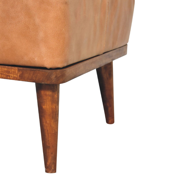 Tan Buffalo Leather Tan Footstool Photo 7