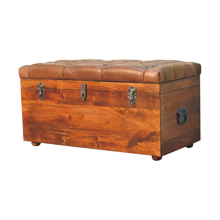 Buffalo Hide Chestnut Storage Trunk Photo 3