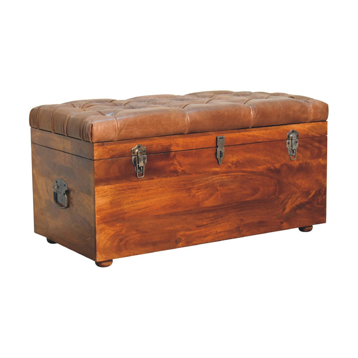 Buffalo Hide Chestnut Storage Trunk Photo 4