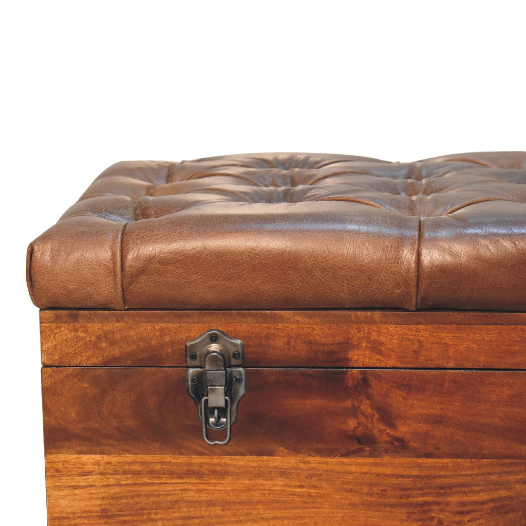 Buffalo Hide Chestnut Storage Trunk Photo 5