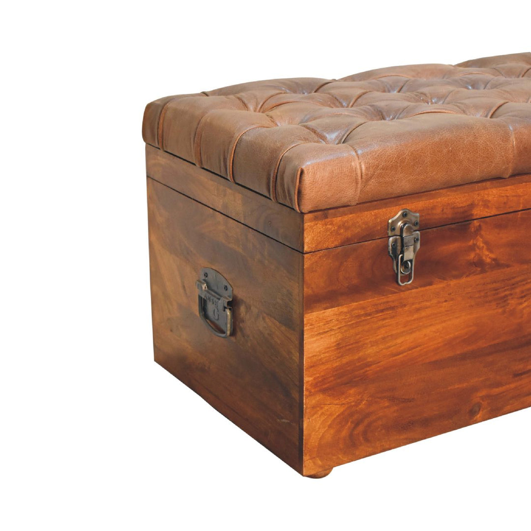 Buffalo Hide Chestnut Storage Trunk Photo 7