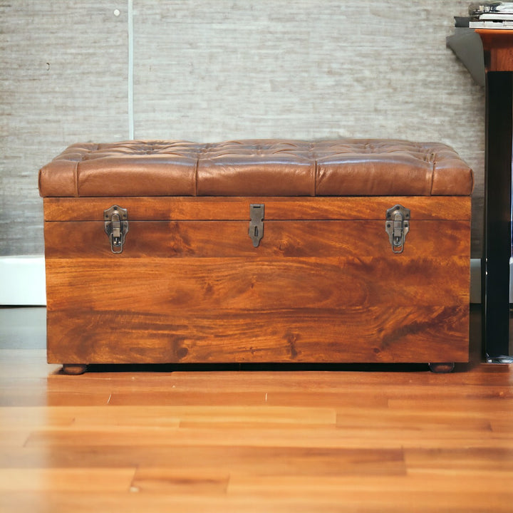 Buffalo Hide Chestnut Storage Trunk Photo 11