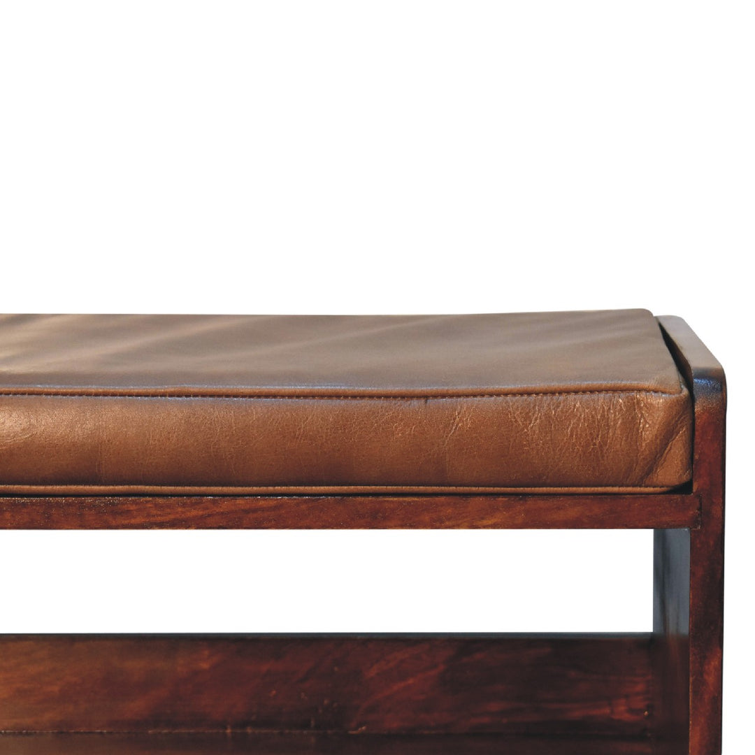 Chestnut Bench with Brown Leather Seatpad Photo 5