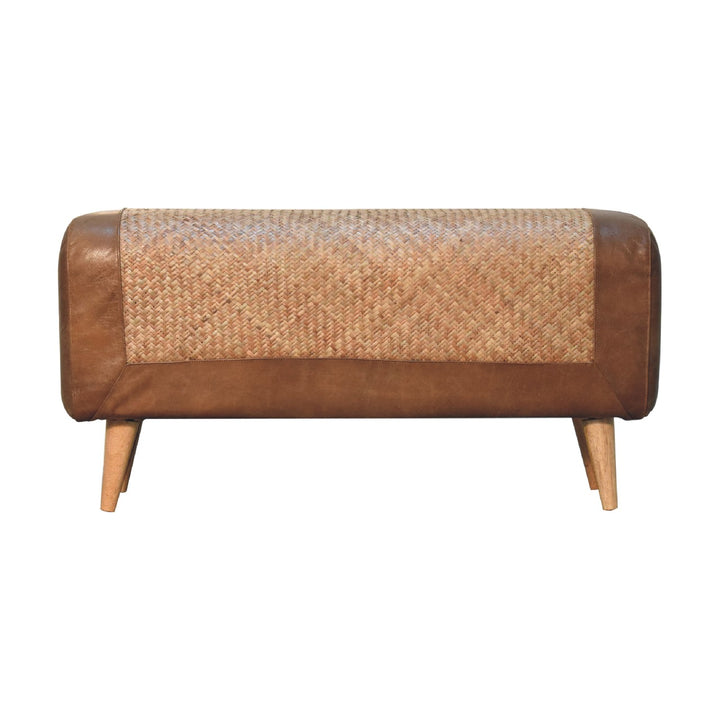 Large Seagrass Buffalo Hide Nordic Bench