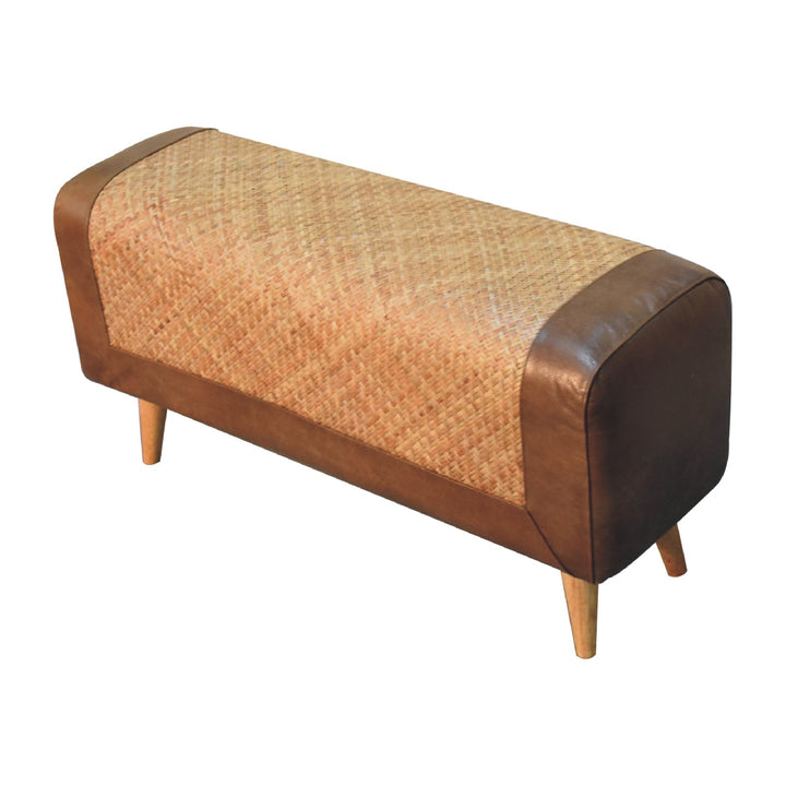 Large Seagrass Buffalo Hide Nordic Bench Photo 8