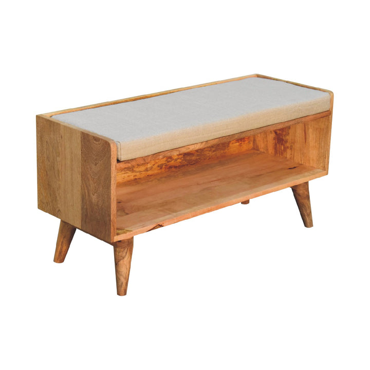 Oak-ish Nordic Storage Bench With Mud Linen Photo 5