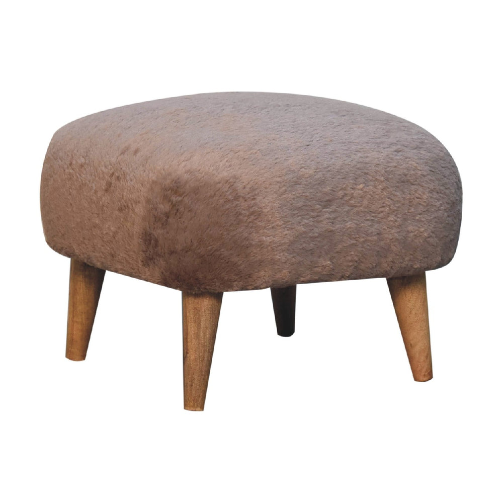 Mocha Faux Fur Square Stool Photo 2