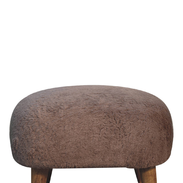 Mocha Faux Fur Square Stool Photo 4