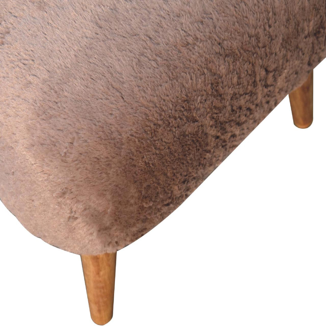 Mocha Faux Fur Square Stool Photo 6