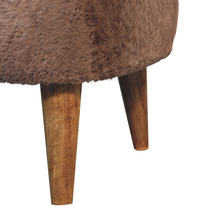 Mocha Faux Fur Square Stool Photo 7