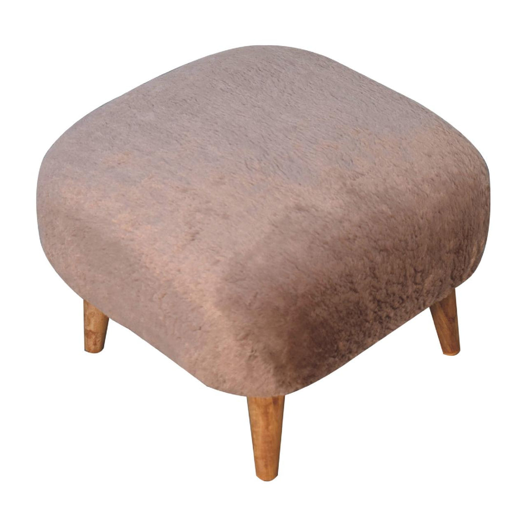 Mocha Faux Fur Square Stool Photo 8