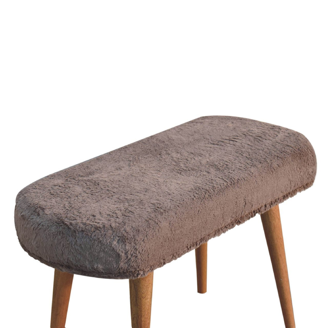 Mocha Faux Fur Fabric Bench Photo 6