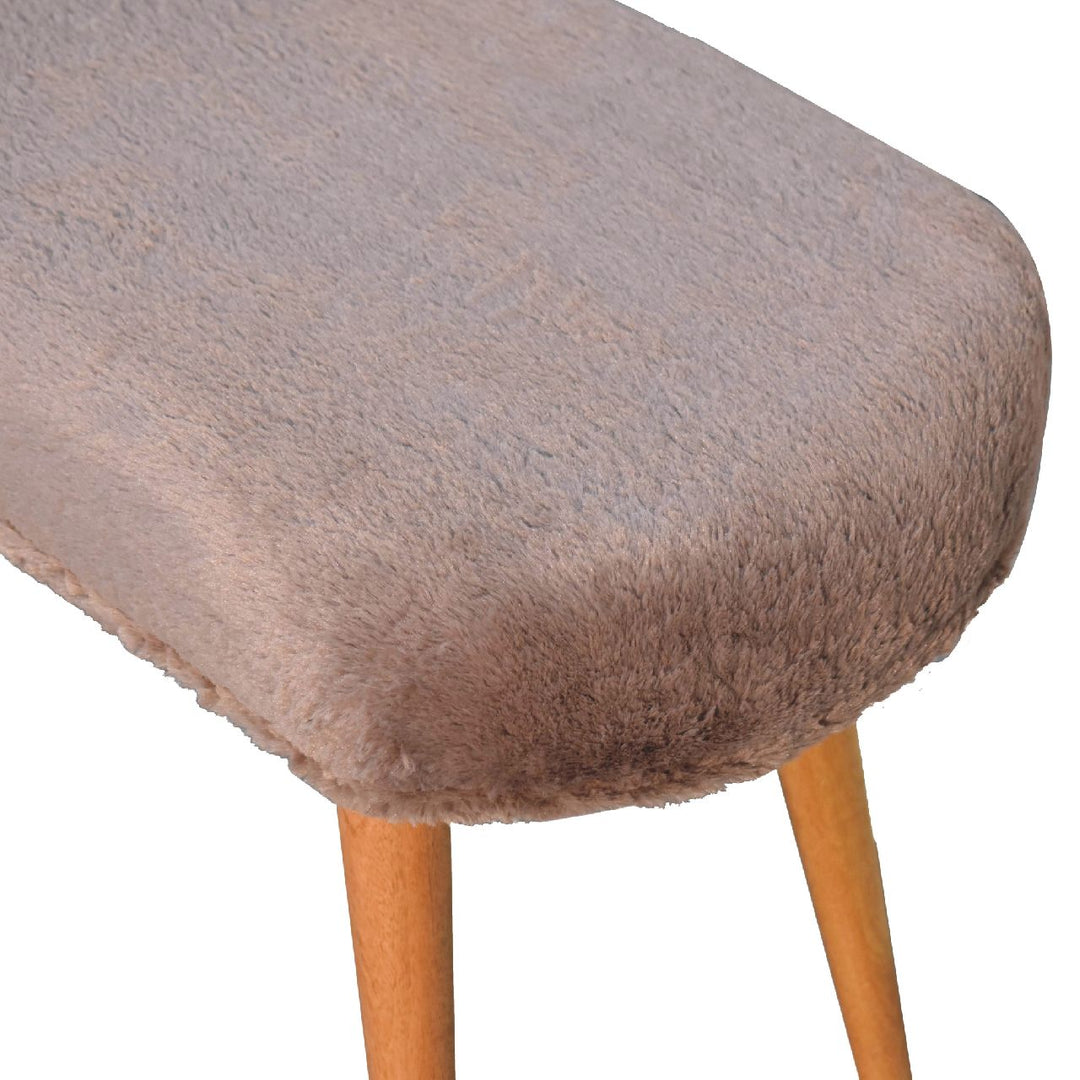 Mocha Faux Fur Fabric Bench Photo 7