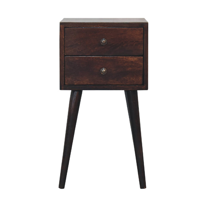 Mini 2 Drawer Light Walnut Nightstand Photo 2