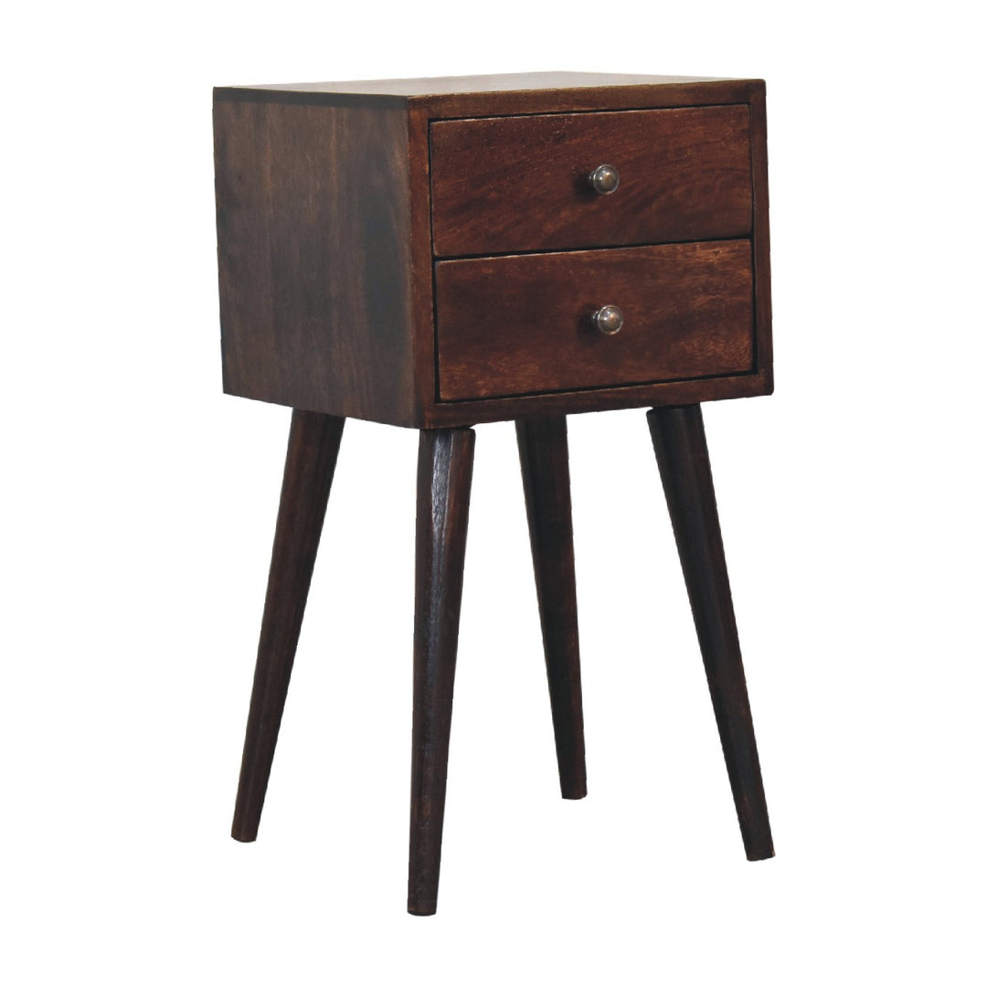 Mini 2 Drawer Light Walnut Nightstand Photo 3