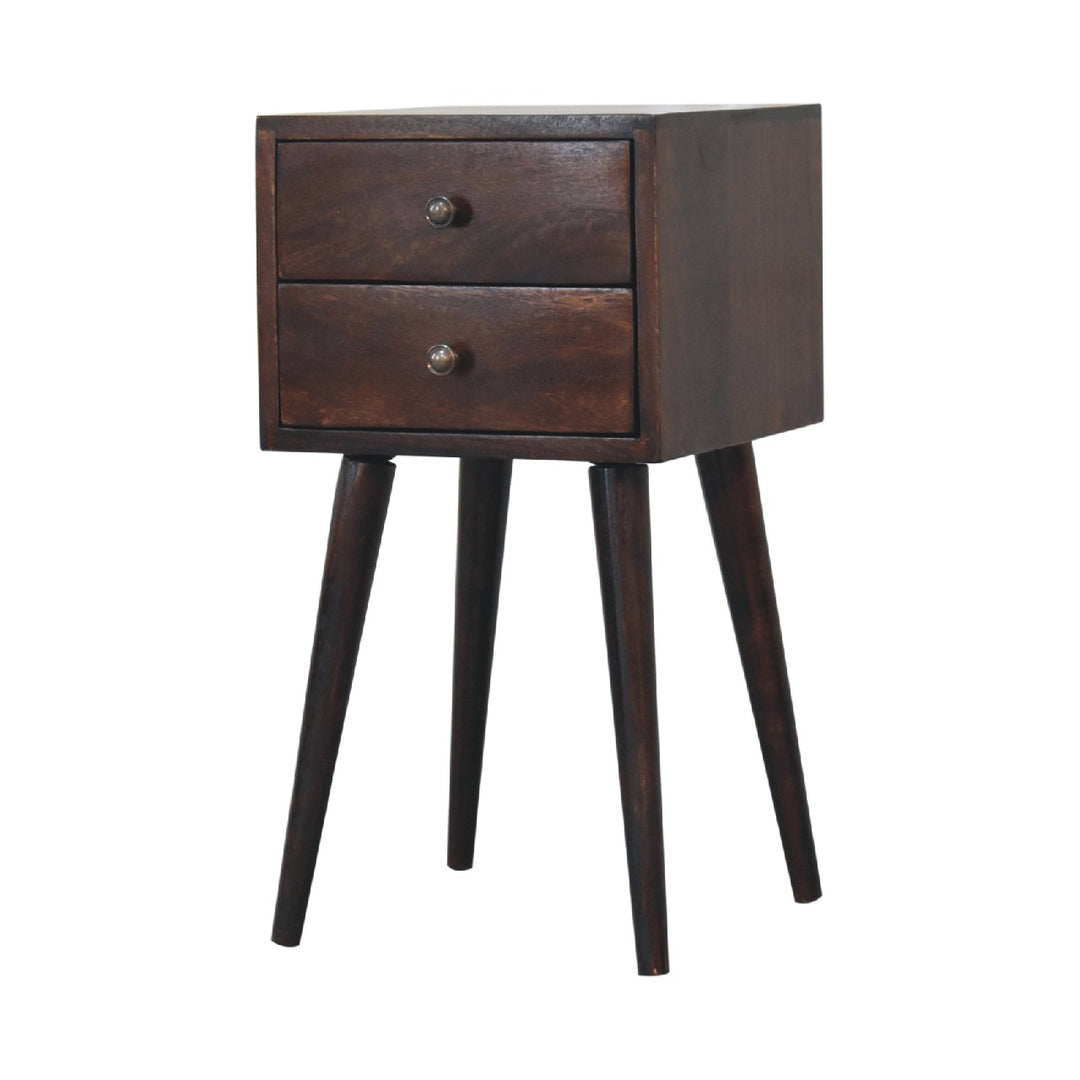 Mini 2 Drawer Light Walnut Nightstand Photo 4