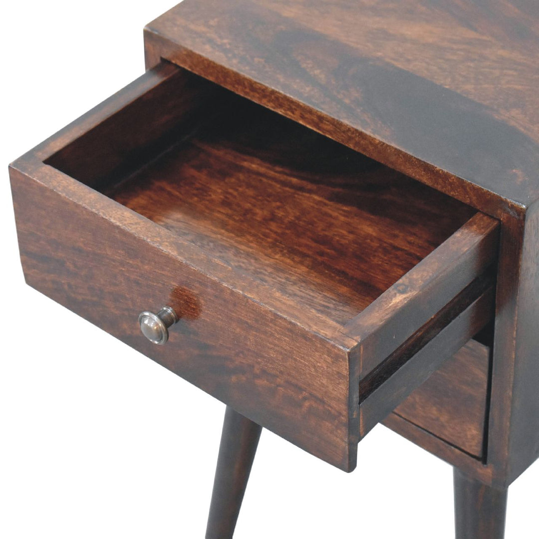 Mini 2 Drawer Light Walnut Nightstand Photo 7