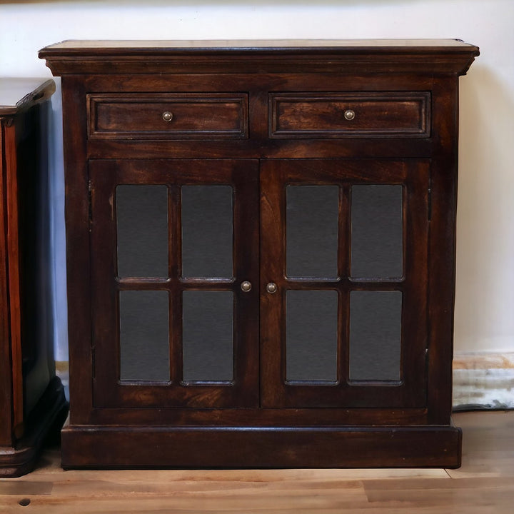 Light Walnut Cabinet with Glazed Doors Photo 10