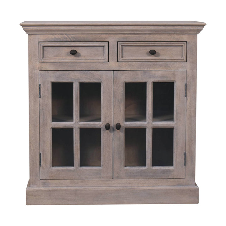 Stone Finish Cabinet with Glazed Doors Photo 2