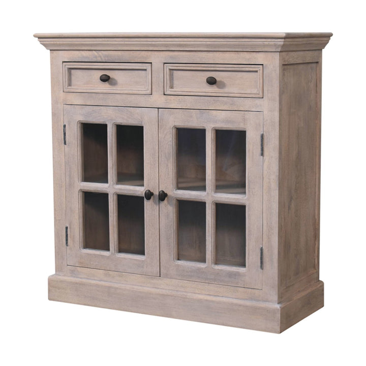 Stone Finish Cabinet with Glazed Doors Photo 3