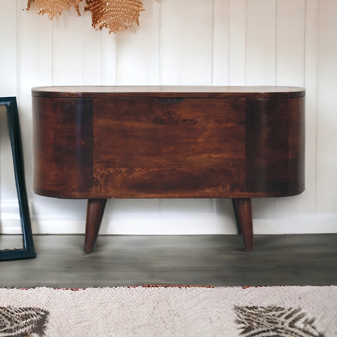 Light Walnut Rounded Lid-up Blanket Box Photo 10