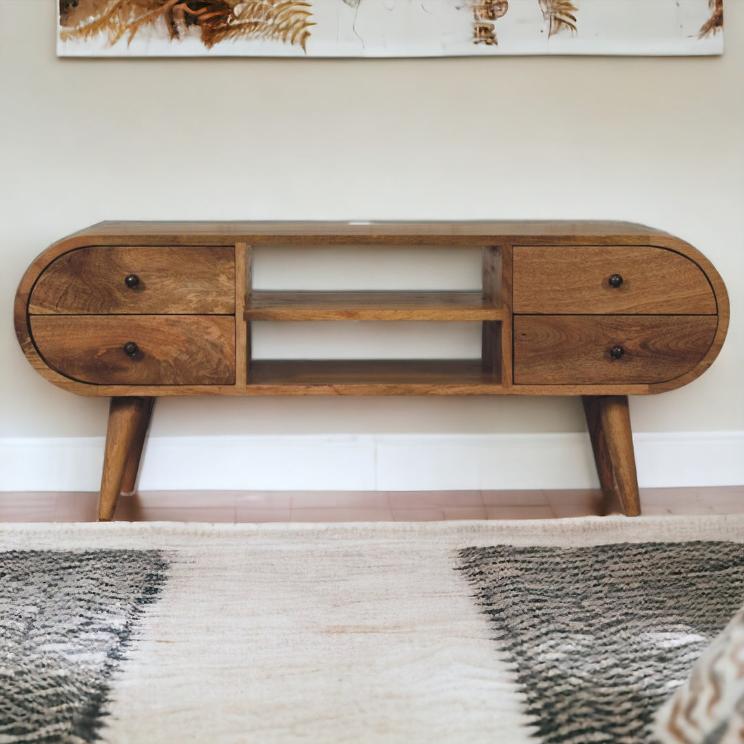 Oak-ish Circular Media Unit with 2 Open Slots Photo 10