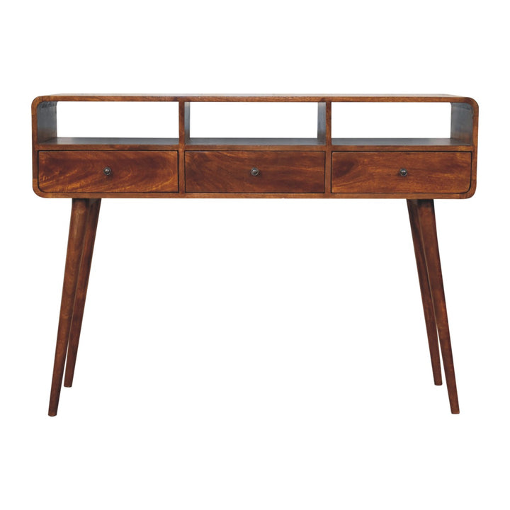 Triple Curved Chestnut Console Table Photo 2