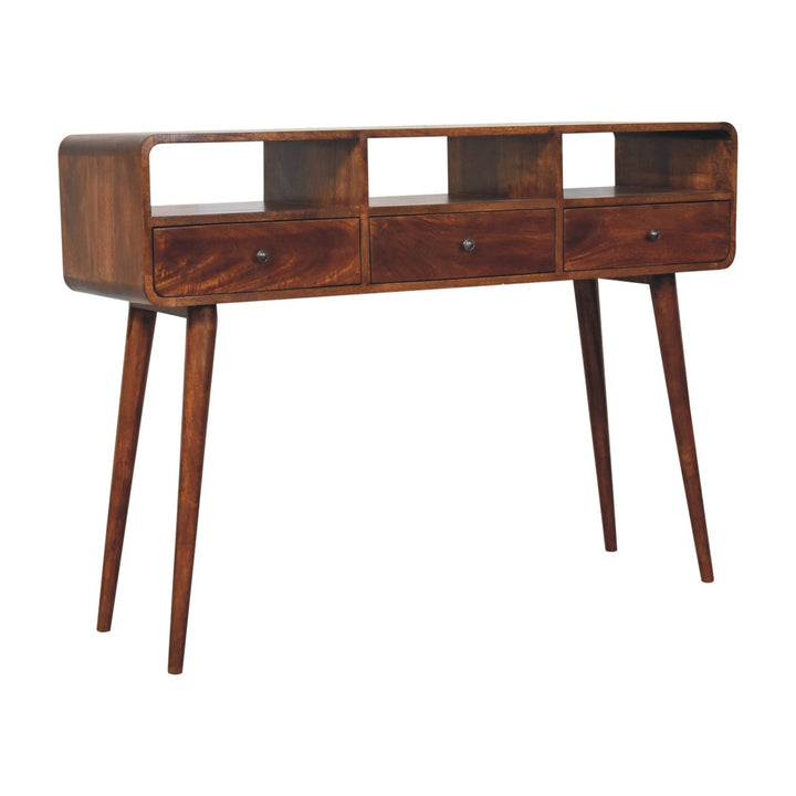 Triple Curved Chestnut Console Table Photo 3