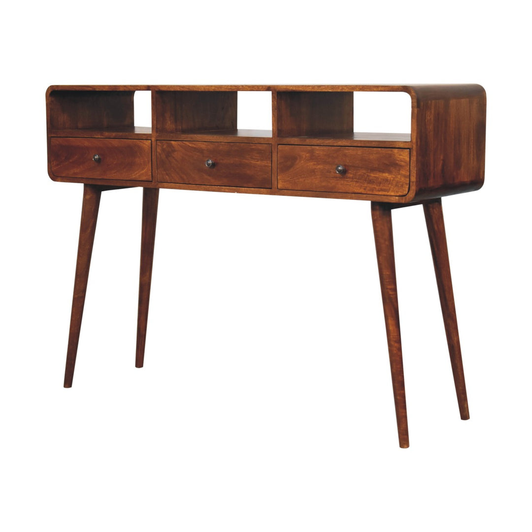 Triple Curved Chestnut Console Table Photo 4