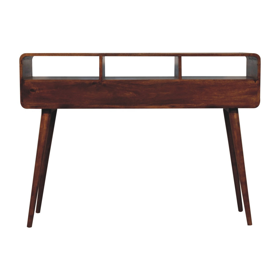 Triple Curved Chestnut Console Table Photo 11