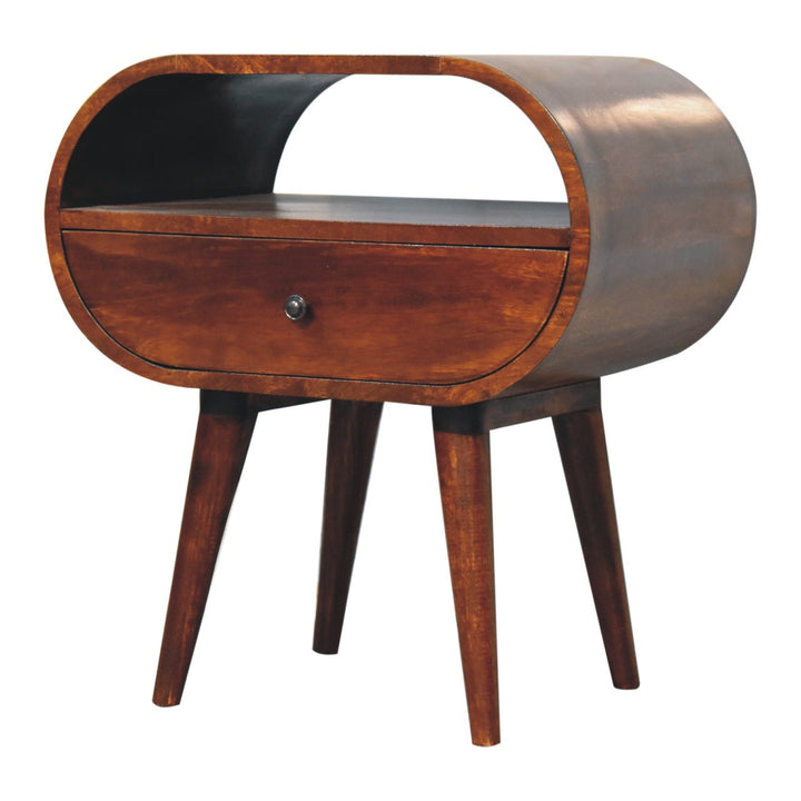 Large Chestnut Circular Open Bedside Photo 3