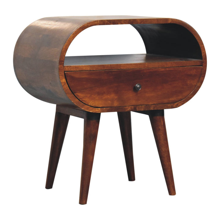 Large Chestnut Circular Open Bedside Photo 4