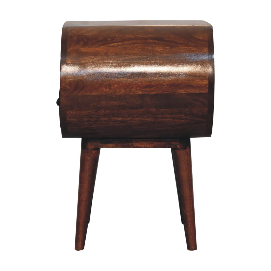 Large Chestnut Circular Open Bedside Photo 9