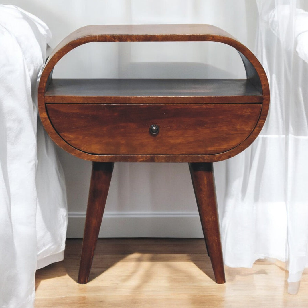 Large Chestnut Circular Open Bedside Photo 10