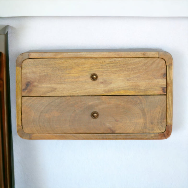 Oak-ish 2 Drawer Floating Nightstand Photo 11