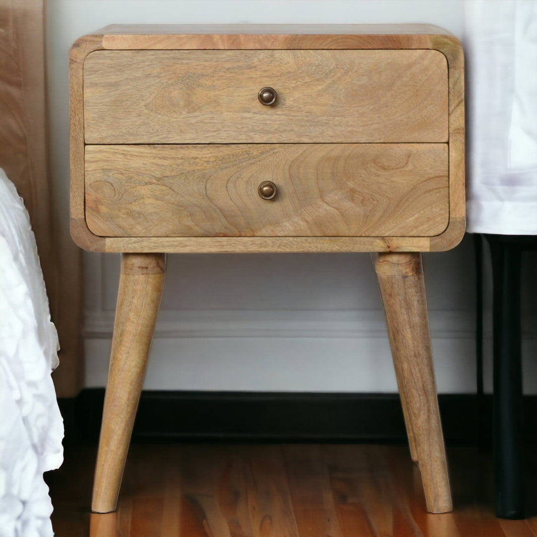 Curved Oak-ish Nightstand Photo 12