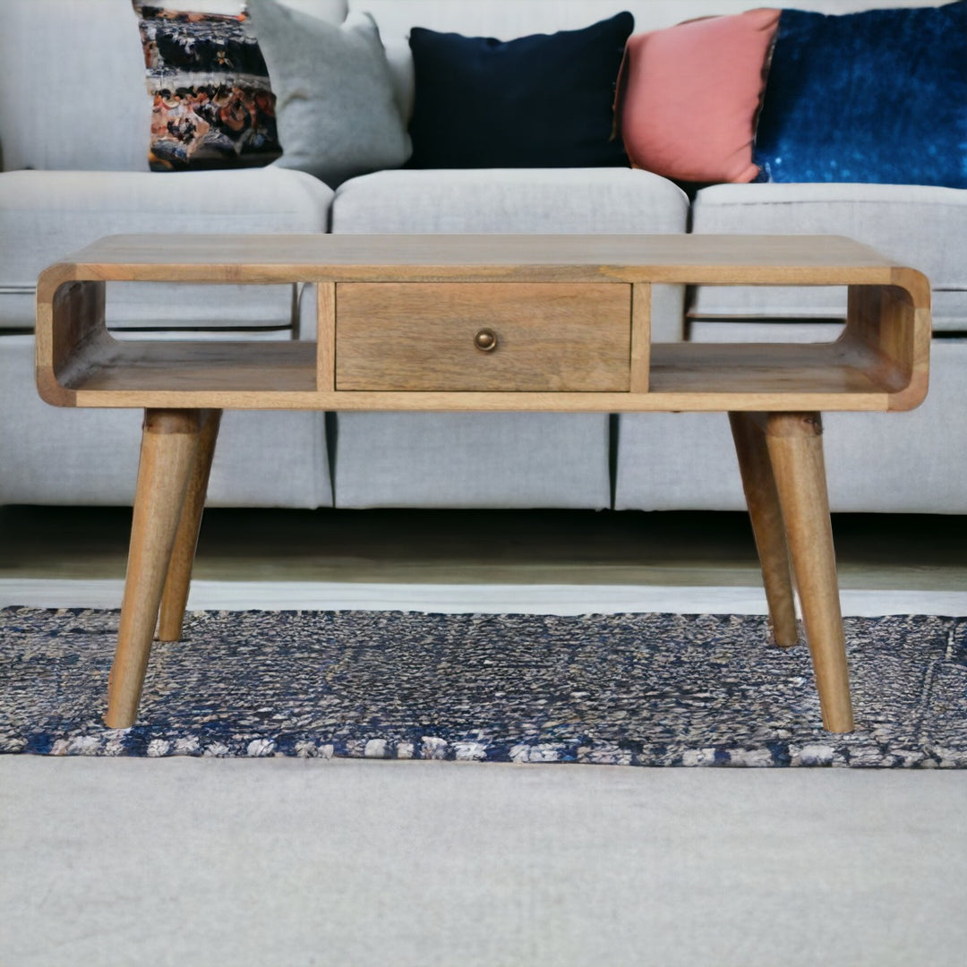 Curved Oak-ish Coffee Table Photo 11