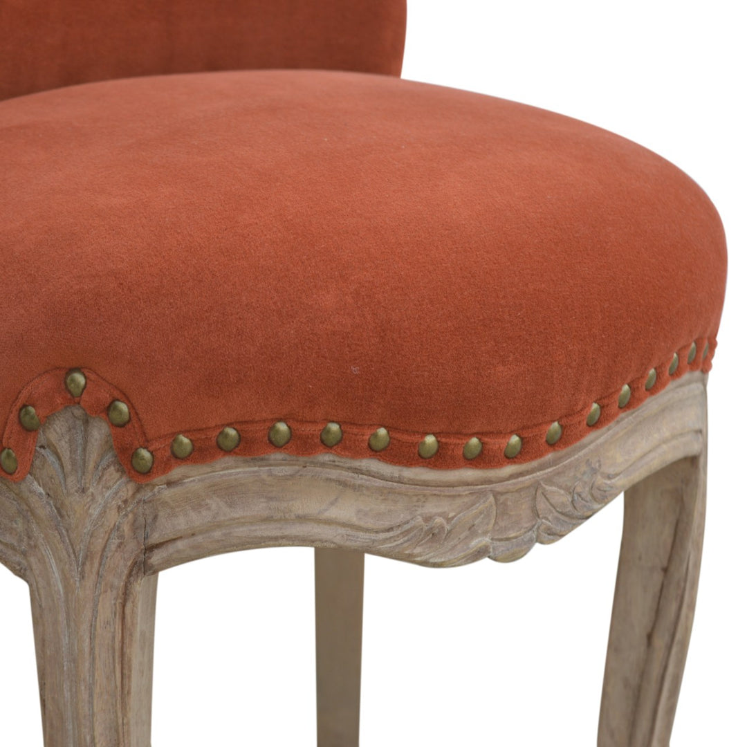 Brick Red Velvet Studded Chair Photo 6