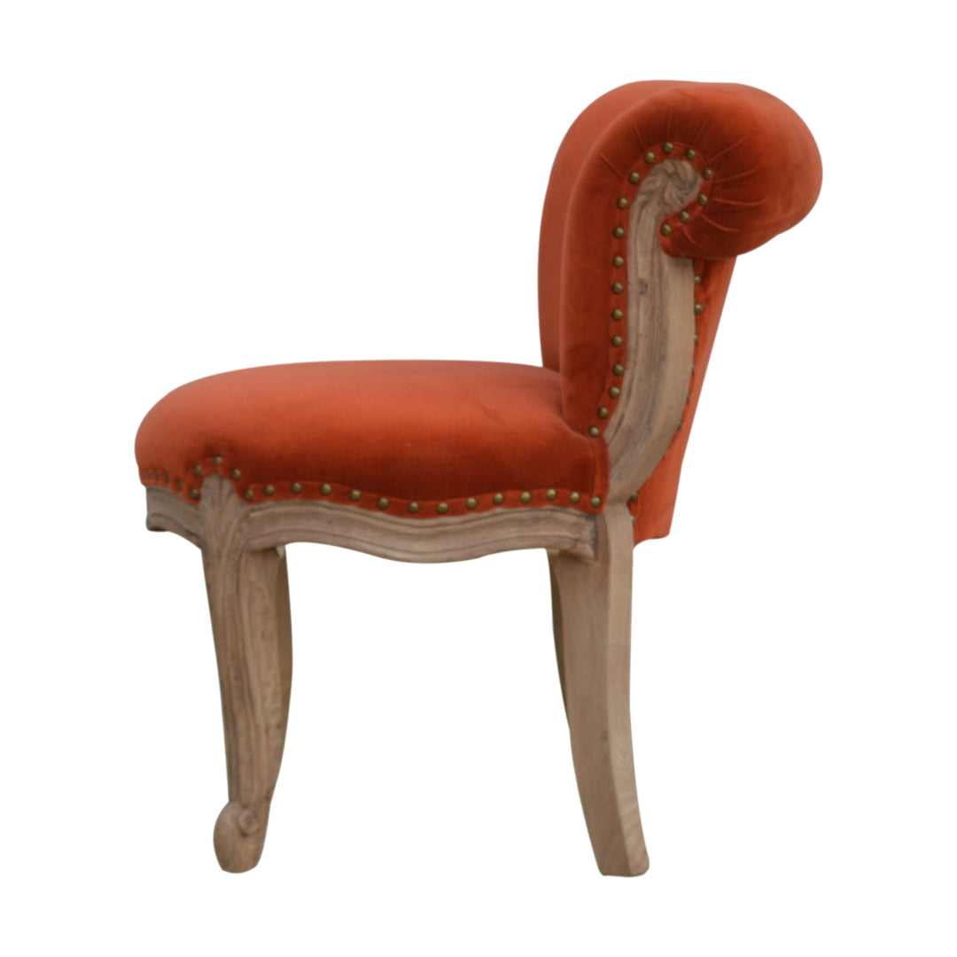 Brick Red Velvet Studded Chair Photo 8