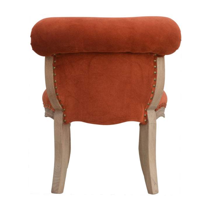 Brick Red Velvet Studded Chair Photo 9