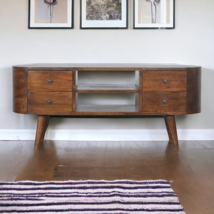 Chestnut Rounded Entertainment Unit Photo 12