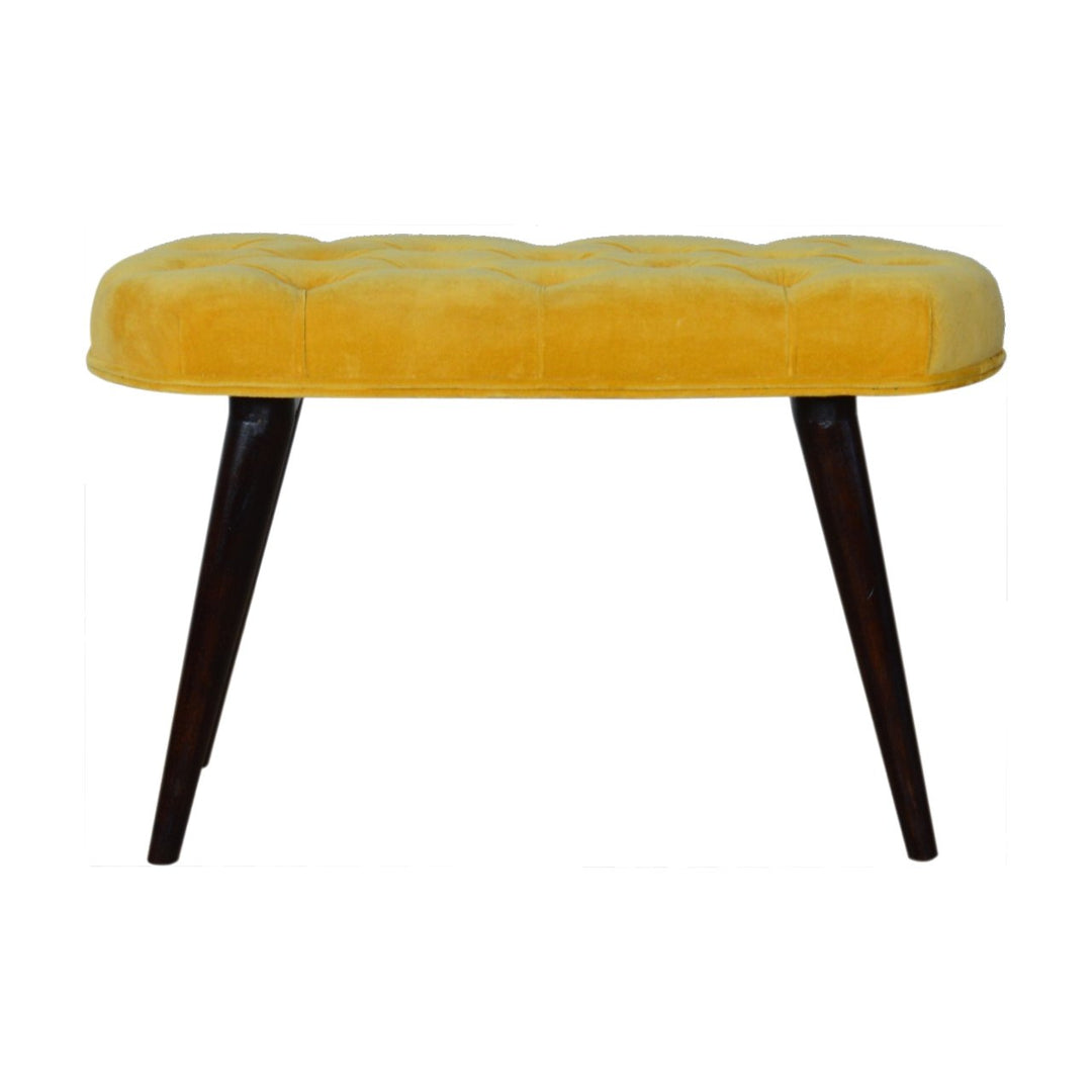 Mustard Velvet Deep Button Bench