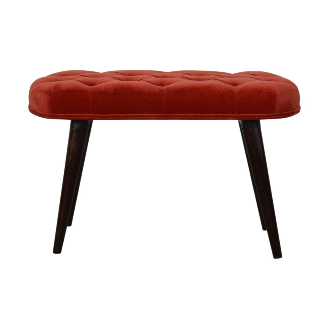 Brick Red Cotton Velvet Deep Bench