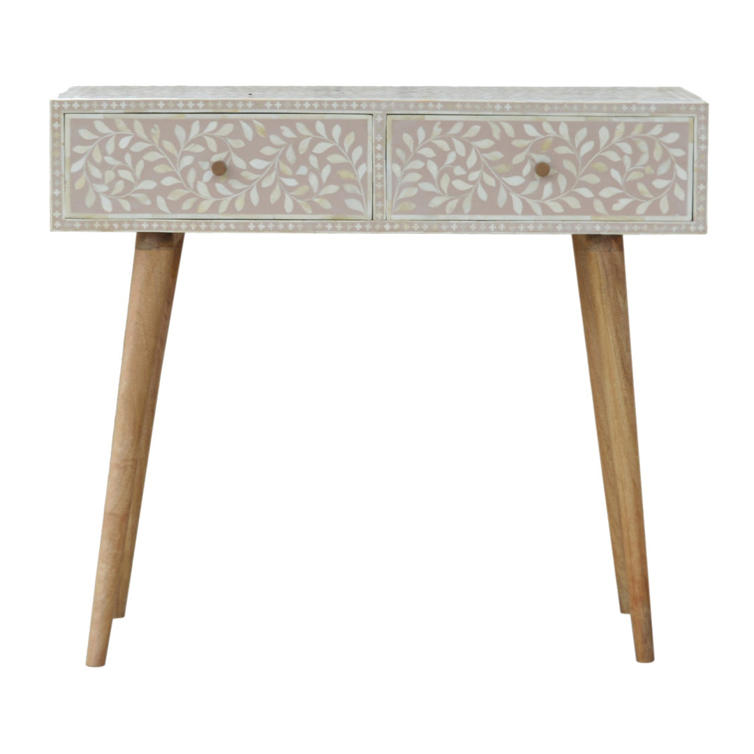 Taupe Floral Bone Console