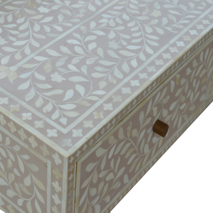 Taupe Floral Bone Console Photo 5