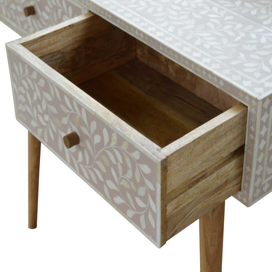 Taupe Floral Bone Console Photo 6