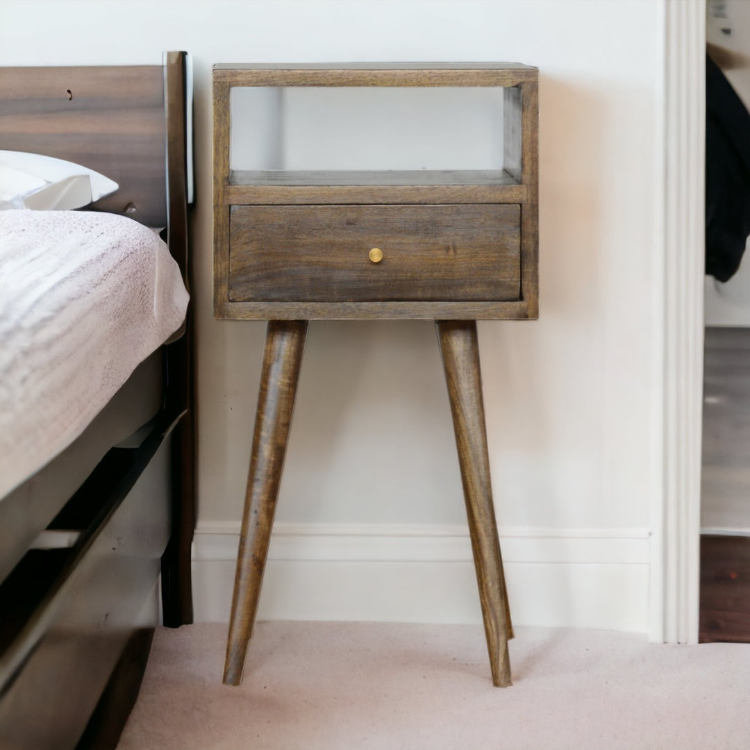 Mini Grey Washed Nightstand Photo 11